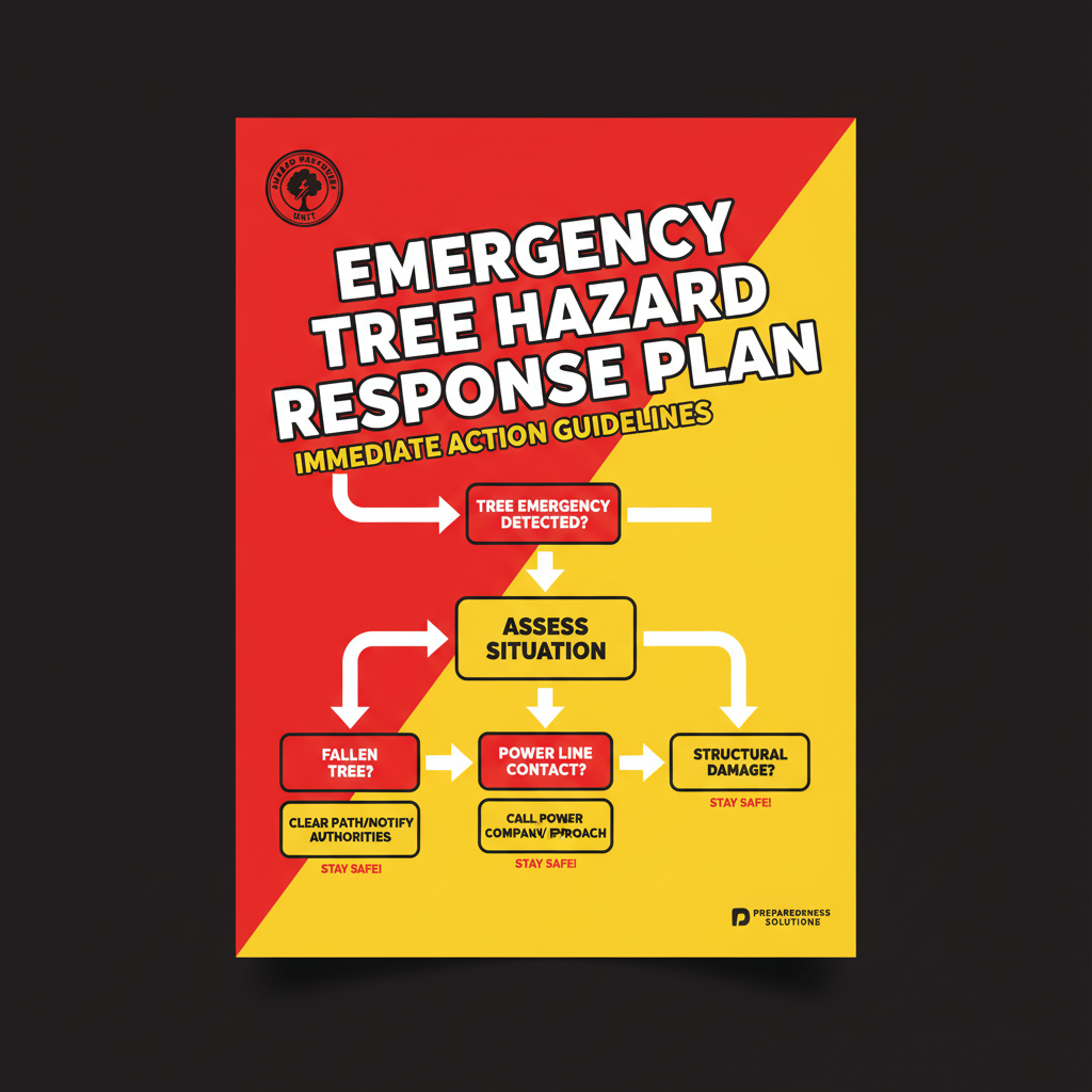 Emergency tree hazard response plan document with decision flowchart